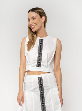 Dámsky krátky top biely zo 100% bavlny